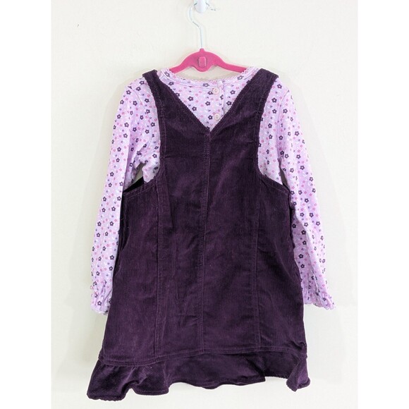 New Vintage 1990’s Young Hearts Purple Corduroy Flower Overall Set Dress (4T) - Picture 7 of 8